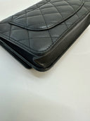 Sac à bandoulière Wallet-On-Chain en cuir lisse noir - Chanel