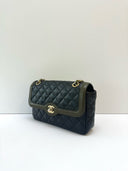 Sac à bandoulière Timeless Bicolore en cuir vert et noir - Chanel