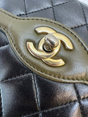 Sac à bandoulière Timeless Bicolore en cuir vert et noir - Chanel