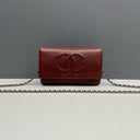 Sac à bandoulière Wallet-On-Chain en cuir caviar bordeaux - Chanel