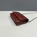 Sac à bandoulière Wallet-On-Chain en cuir caviar bordeaux - Chanel
