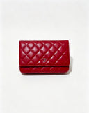 Sac à bandoulière Wallet-On-Chain en cuir lisse rouge - Chanel