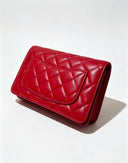Sac à bandoulière Wallet-On-Chain en cuir lisse rouge - Chanel