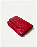 Sac à bandoulière Wallet-On-Chain en cuir lisse rouge - Chanel