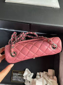 Sac à bandoulière Timeless 20CM en cuir lisse rose - Chanel