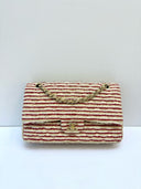 Sac à bandoulière Timeless en tweed beige et rouge - Chanel