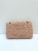 Sac à bandoulière Timeless en tweed beige et rouge - Chanel