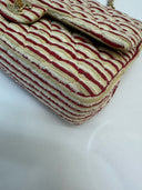 Sac à bandoulière Timeless en tweed beige et rouge - Chanel