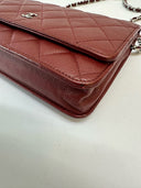 Sac à bandoulière Wallet-On-Chain en cuir caviar bordeaux - Chanel