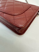 Sac à bandoulière Wallet-On-Chain en cuir caviar bordeaux - Chanel
