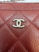 Sac à bandoulière Wallet-On-Chain en cuir caviar bordeaux - Chanel