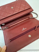 Sac à bandoulière Wallet-On-Chain en cuir caviar bordeaux - Chanel