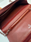 Sac à bandoulière Wallet-On-Chain en cuir caviar bordeaux - Chanel