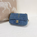 Sac à bandoulière Mood Mini Rectangulaire en denim bleu - Chanel
