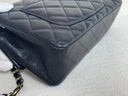 Sac à bandoulière Timeless 20CM en cuir lisse noir et doré - Chanel
