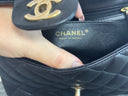 Sac à bandoulière Timeless 20CM en cuir lisse noir et doré - Chanel