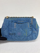 Sac à bandoulière Mood Mini Rectangulaire en denim bleu - Chanel