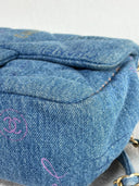 Sac à bandoulière Mood Mini Rectangulaire en denim bleu - Chanel