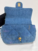 Sac à bandoulière Mood Mini Rectangulaire en denim bleu - Chanel