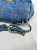 Sac à bandoulière Mood Mini Rectangulaire en denim bleu - Chanel