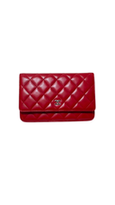 Sac à bandoulière Wallet-On-Chain en cuir lisse rouge - Chanel