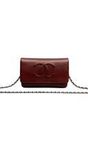 Sac à bandoulière Wallet-On-Chain en cuir caviar bordeaux - Chanel
