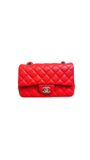 Sac à bandoulière Timeless 20CM en cuir lisse rouge - Chanel