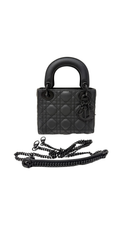 Sac à bandoulière Mini Lady Dior en cuir lisse noir - Christian Dior