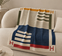 Plaid Avalon Piano beige en laine et cachemire - Hermès