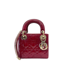 Sac à bandoulière Mini Lady Dior en cuir verni rouge - Christian Dior
