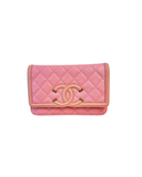 Sac à bandoulière Wallet-On-Chain Filigree en cuir caviar rose - Chanel