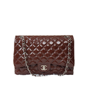 Sac à bandoulière Maxi Jumbo en cuir verni bordeaux - Chanel