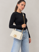 Sac Caro Medium à bandoulière en cuir blanc - Christian Dior