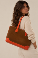 Sac Maxibox Cabas en cuir et daim orange - Hermès