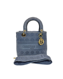 Sac à bandoulière Lady D-Lite en toile denim bleue - Christian Dior