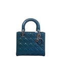 Sac à bandoulière Lady Dior Médium en cuir verni bleu - Christian Dior