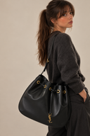 Sac VII Large Hobo à bandoulière en cuir lisse noir - Saint-Laurent