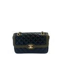 Sac à bandoulière Timeless Bicolore en cuir vert et noir - Chanel