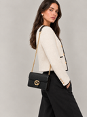 Sac à bandoulière Interlocking en cuir grainé noir - Gucci