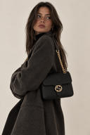 Sac à bandoulière Interlocking en cuir grainé noir - Gucci