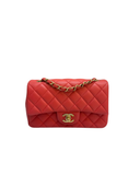 Sac à bandoulière Timeless 20CM en cuir lisse rouge - Chanel
