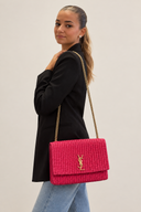 Sac à bandoulière Kate Medium en rafia rose - Saint Laurent