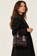 Sac à bandoulière Lady Dior en cuir verni bordeaux - Christian Dior