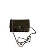 Sac à bandoulière Wallet-On-Chain en cuir verni vert foncé - Chanel