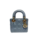 Sac à bandoulière Mini Lady Dior en cuir lisse bleu ciel - Christian Dior