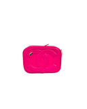 Sac à bandoulière Camera CC en cuir lisse rose - Chanel