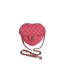 Sac à bandoulière en forme de coeur en cuir lisse rose - Chanel