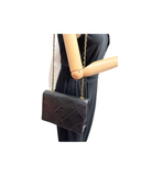 Sac à bandoulière Coco mark matelassé en cuir lisse noir - Chanel