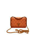 Sac à bandoulière Wallet On Chain en cuir lisse orange - Chanel