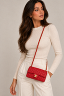 Sac à bandoulière Mini Timeless 20CM en cuir lisse rouge - Chanel